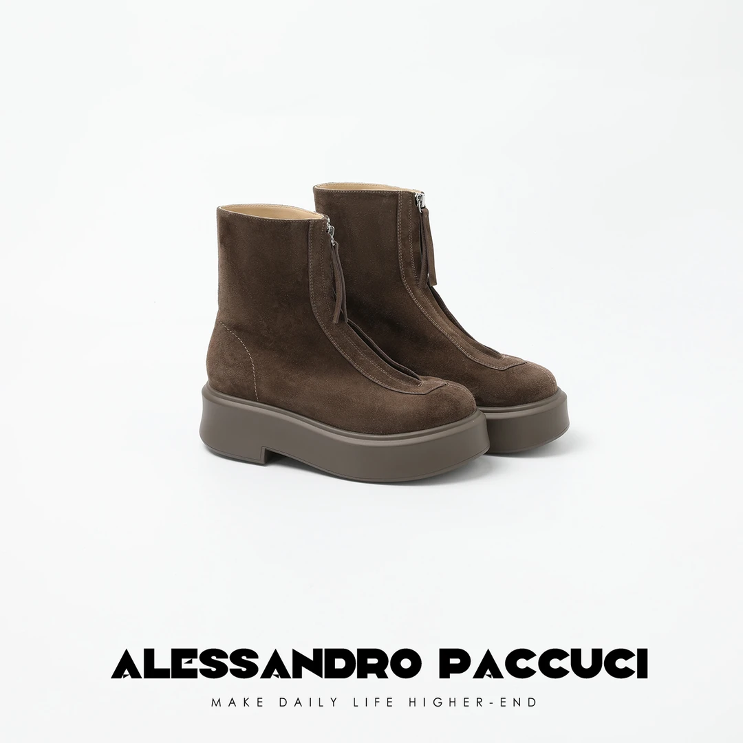 AP 洛哥25025X头层高丝光羊皮反绒厚底拉链时尚百搭马丁靴高帮鞋