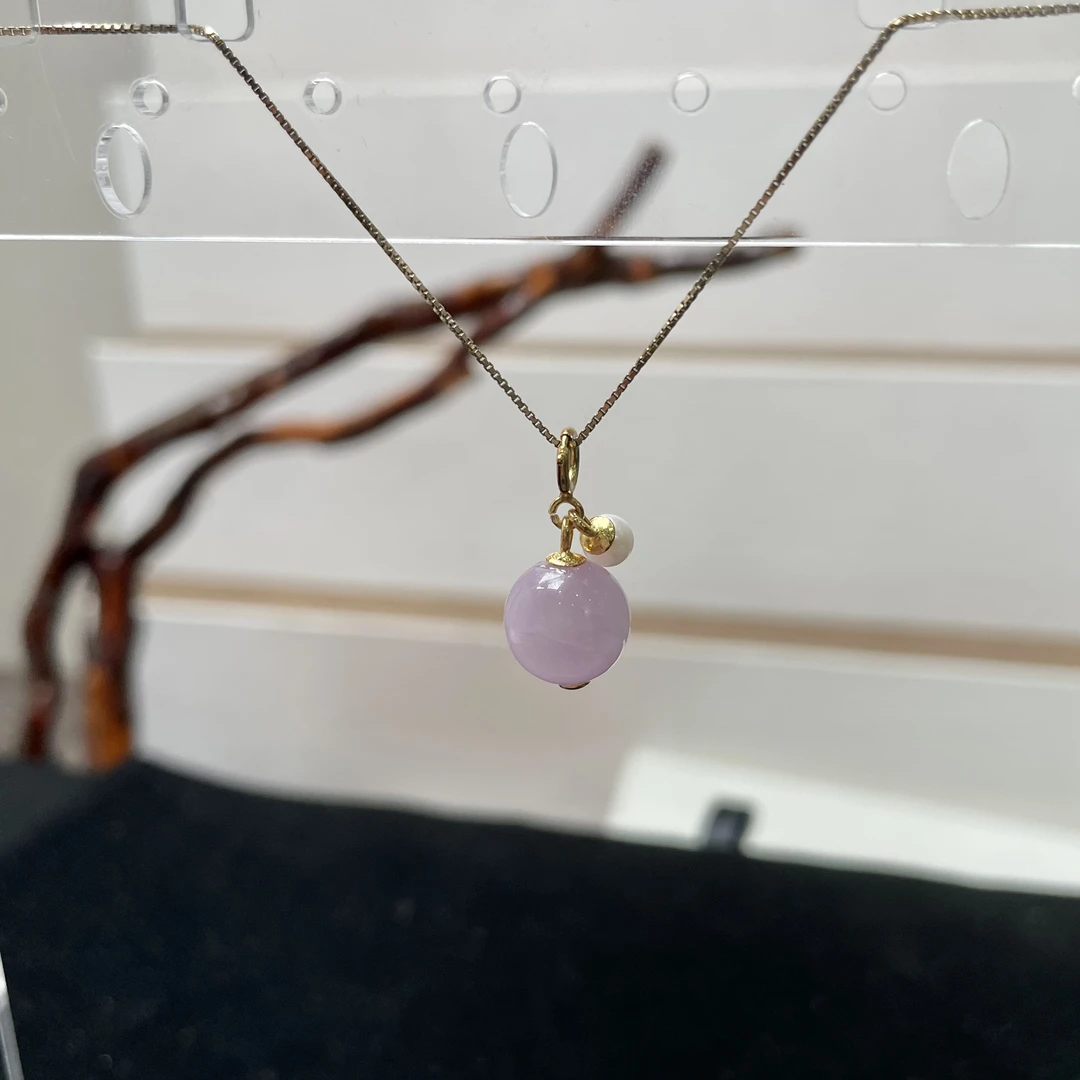 s925珍珠紫锂辉10mm吊坠    KT24110609