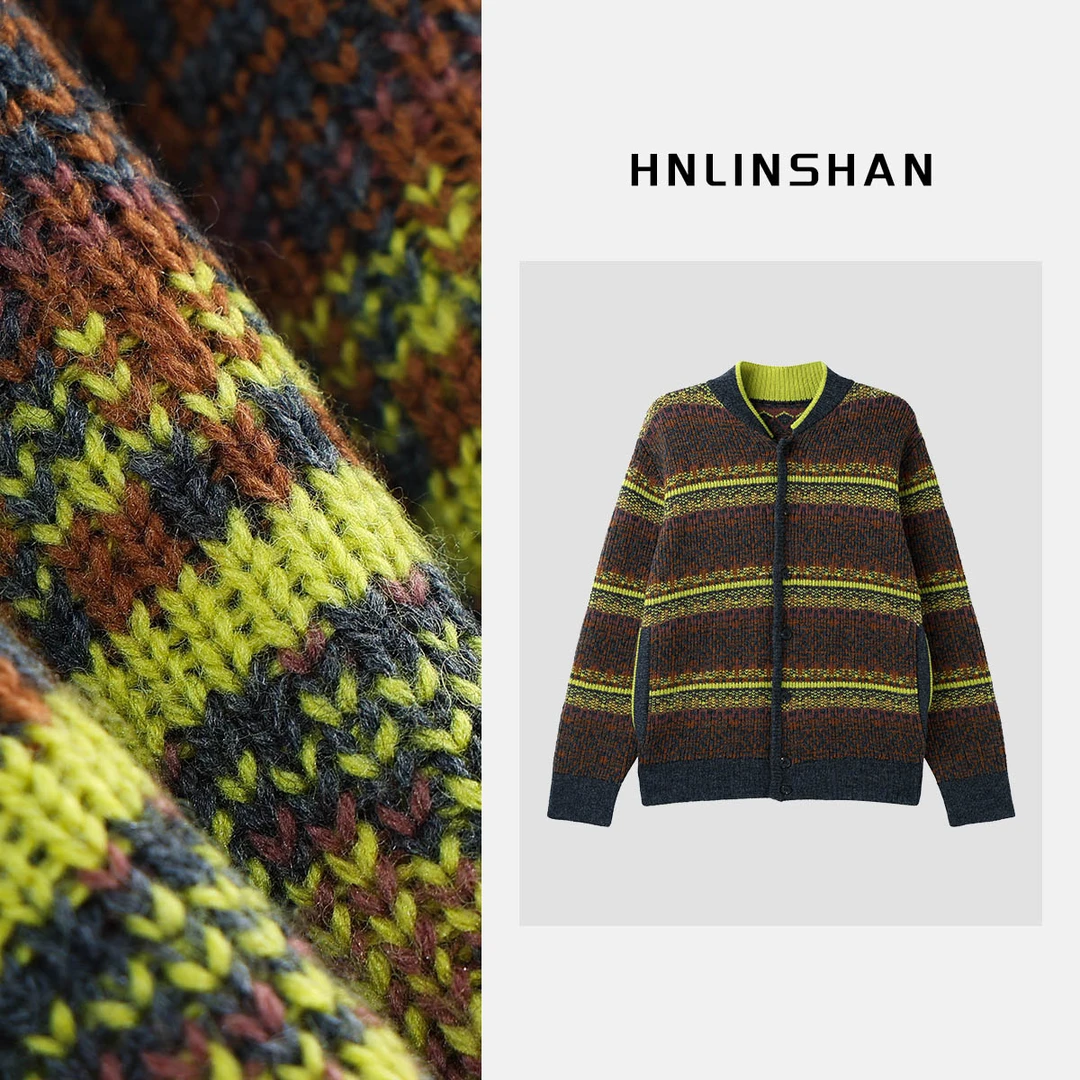 【王王专属】【裴济】复古拼色混纺彩纱针织外套40419127