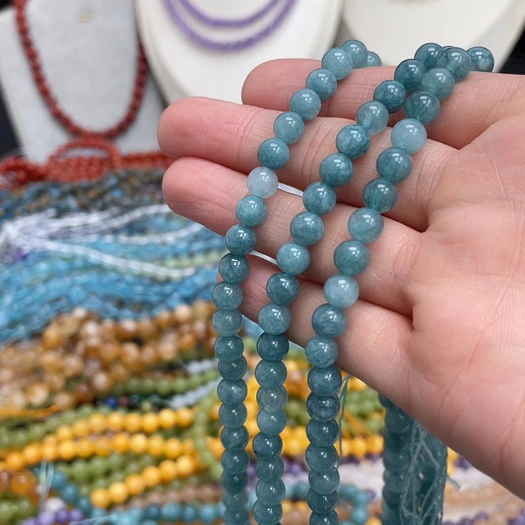 玛瑙/玉髓未镶嵌半成品海蓝宝玉髓6m