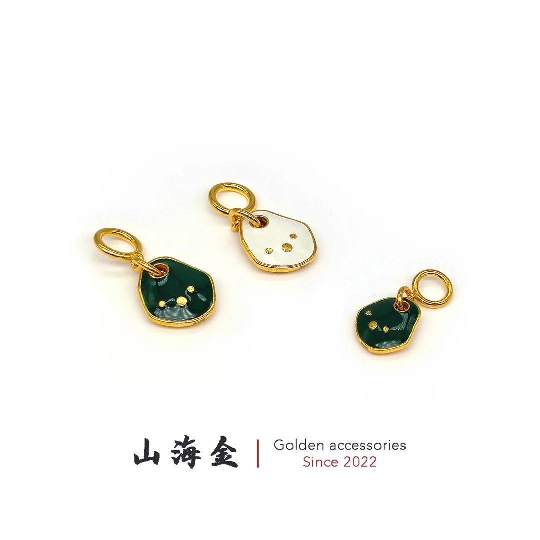 山海金 24K黄金999足金 咒点侧挂珐琅彩侧挂文玩手串菩提籽配饰