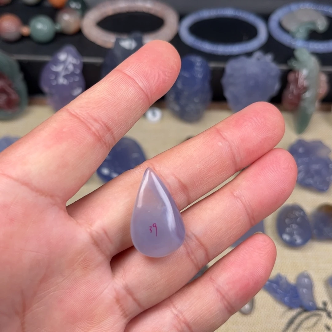 未镶嵌吊坠(不含链)玛瑙/玉髓蓝玛瑙水滴吊坠