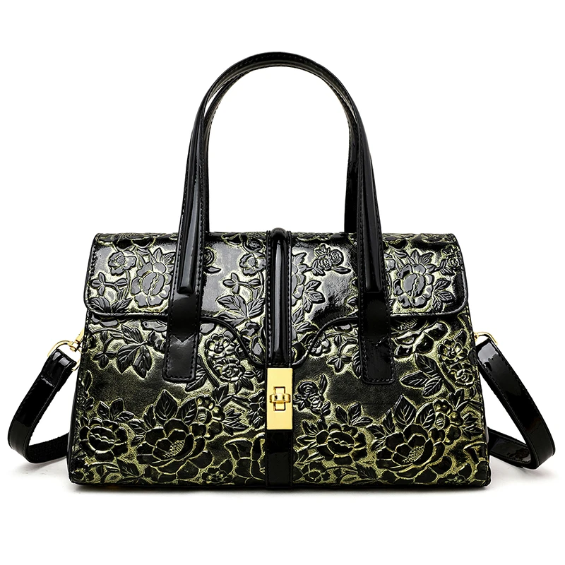 新款女包大容量手提包欧美复古压花单肩包质感