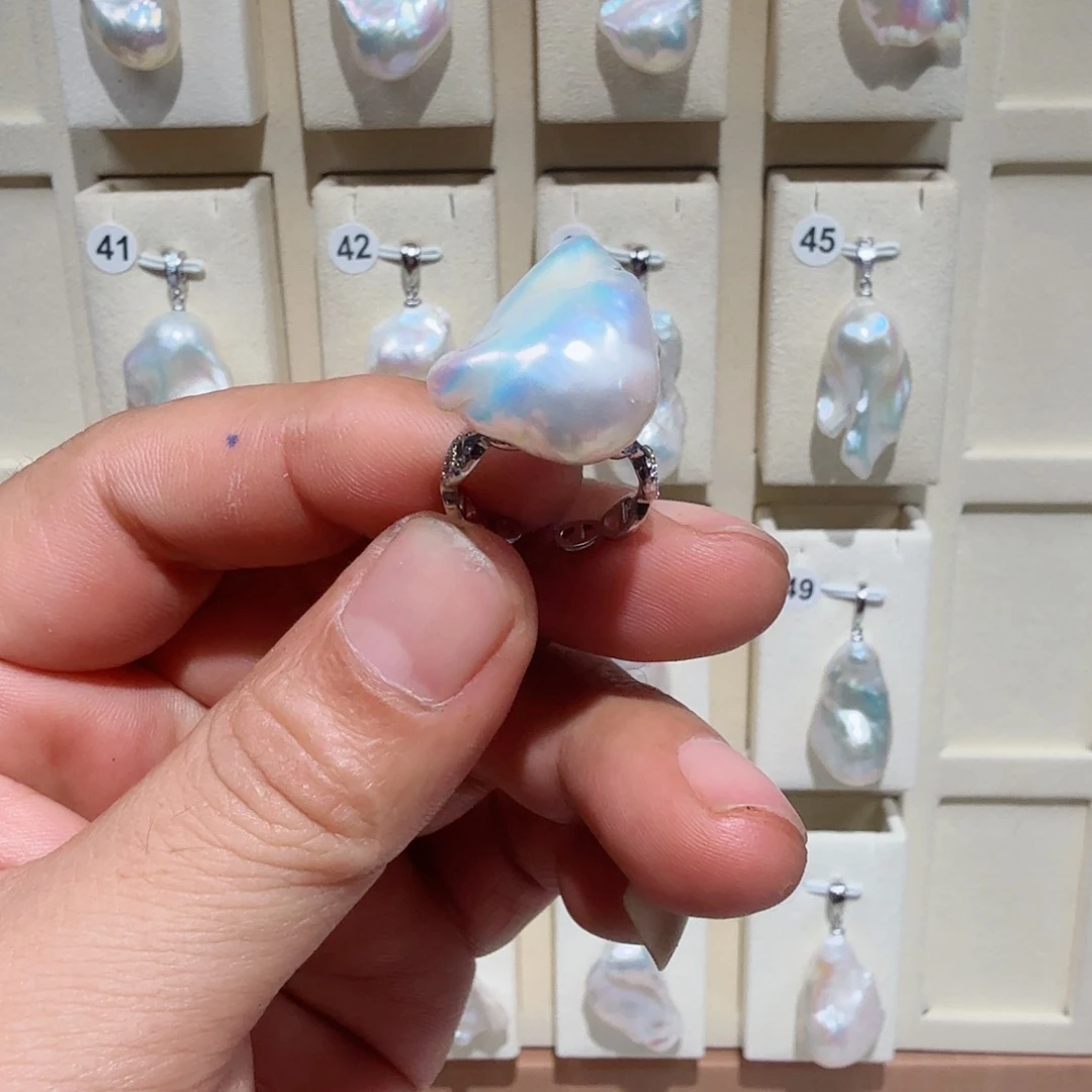 淡水珍珠银S925镶嵌吊坠(不含链)