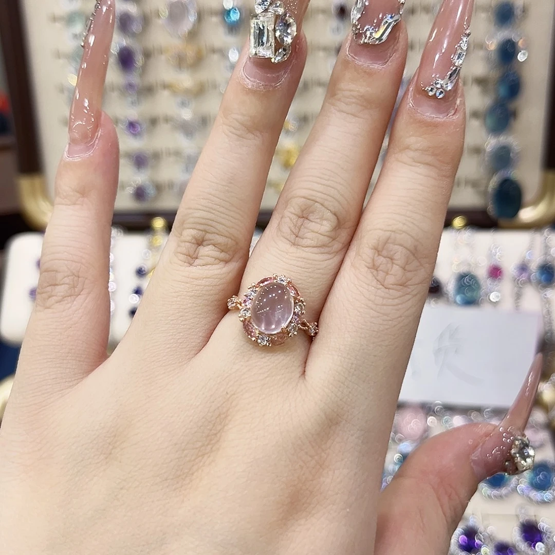 芙蓉石戒指银S925镶嵌