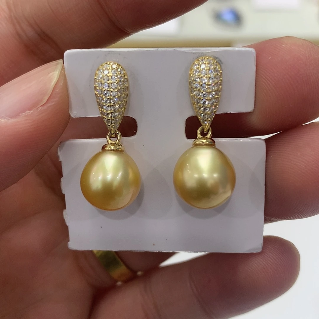 海水珍珠耳饰银S925镶嵌