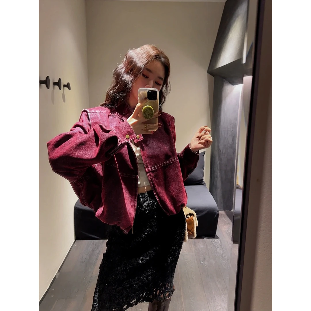 【banjiu专属】三吉黑花【杜维埃】可拆卸牛仔服深秋外套女秋冬季2024