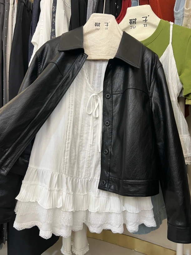 【鞠子JuZi】6165#韩系小众设计氛围感蕾丝V领无袖重工小衫（长约63）