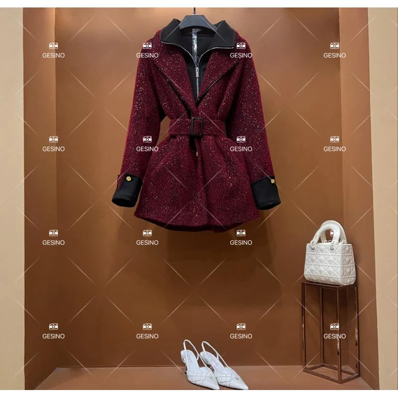 【露露】秋冬气质小香风时尚设计师中长款外套 QD-2025509