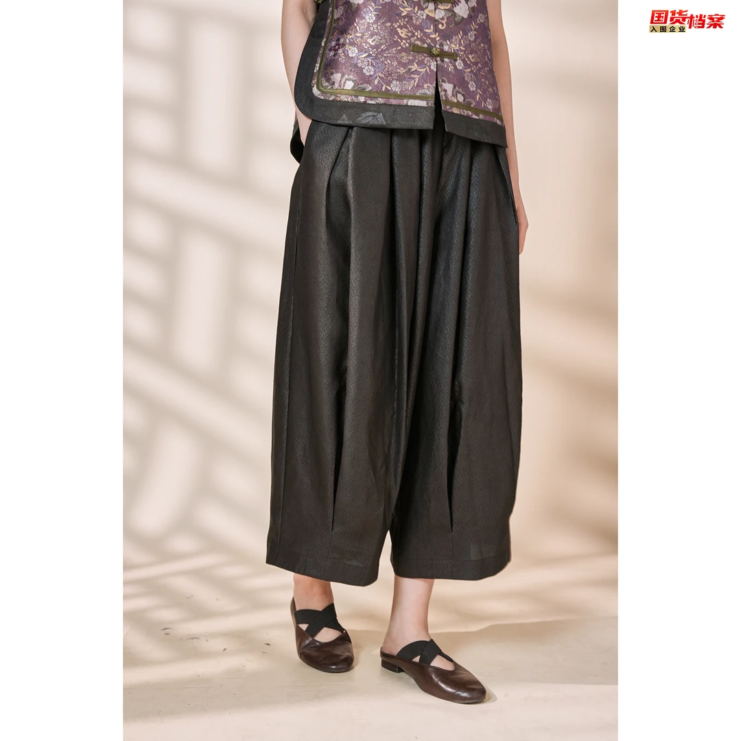 【万象有衣】万字纹莨纱-原创设计师款香云纱七分裤-8142