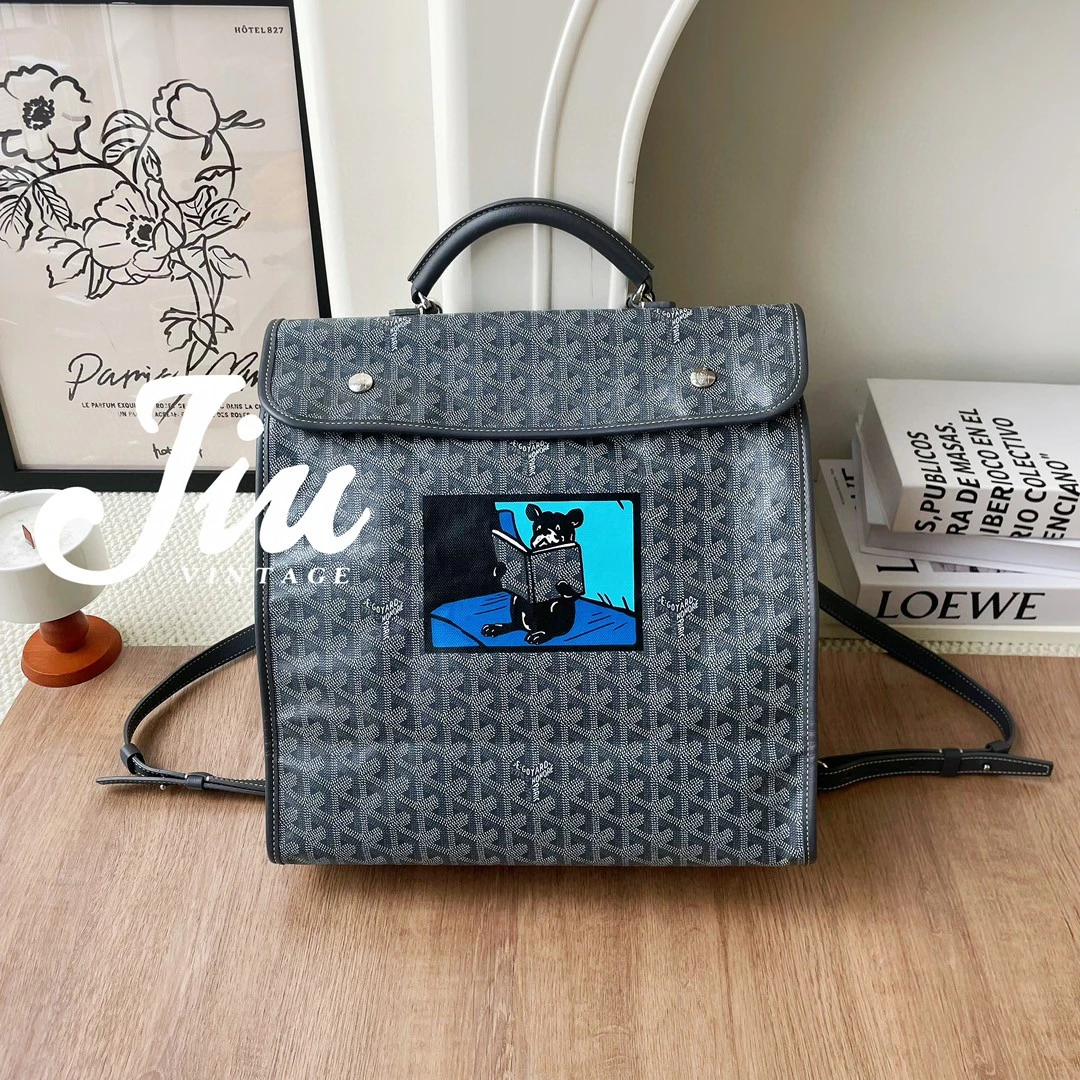99新 Goyard 灰色法斗双肩包BJM2-7787
