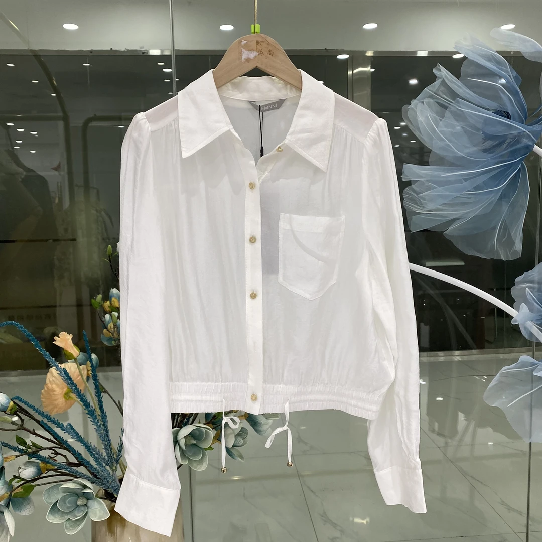 【HW490】外套女2025春时尚黑色衬衣外套长袖短款薄外套小外套