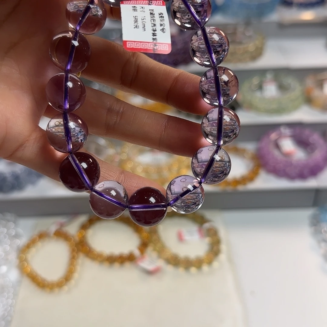A***n未镶嵌手链水晶巴西紫232