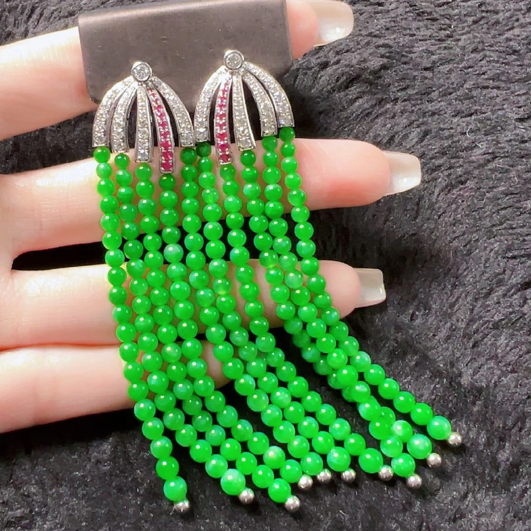 翡翠18K金镶嵌耳饰签收后24小时鉴赏期，过时不退