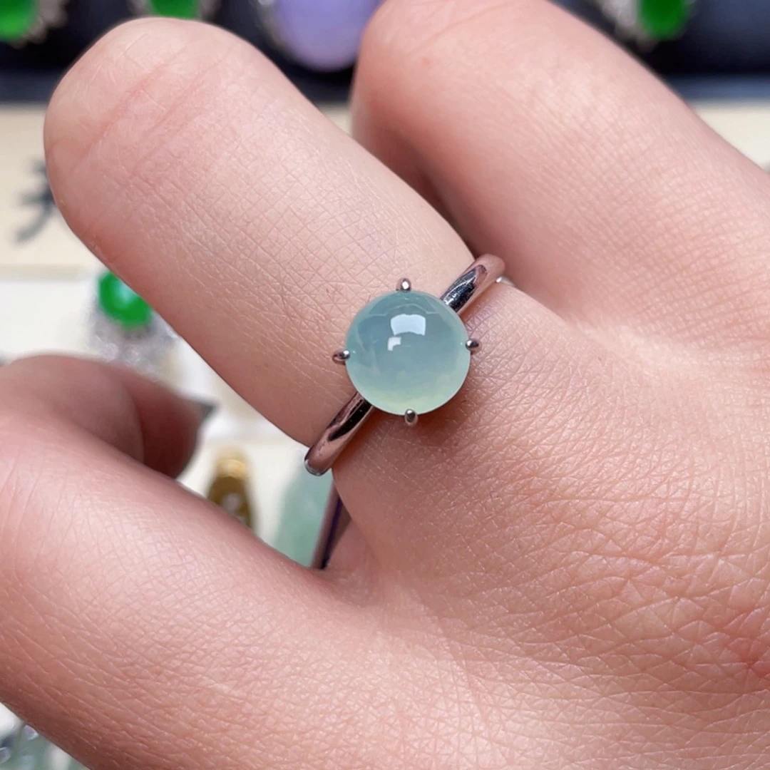 翡翠戒指银S925镶嵌戒指