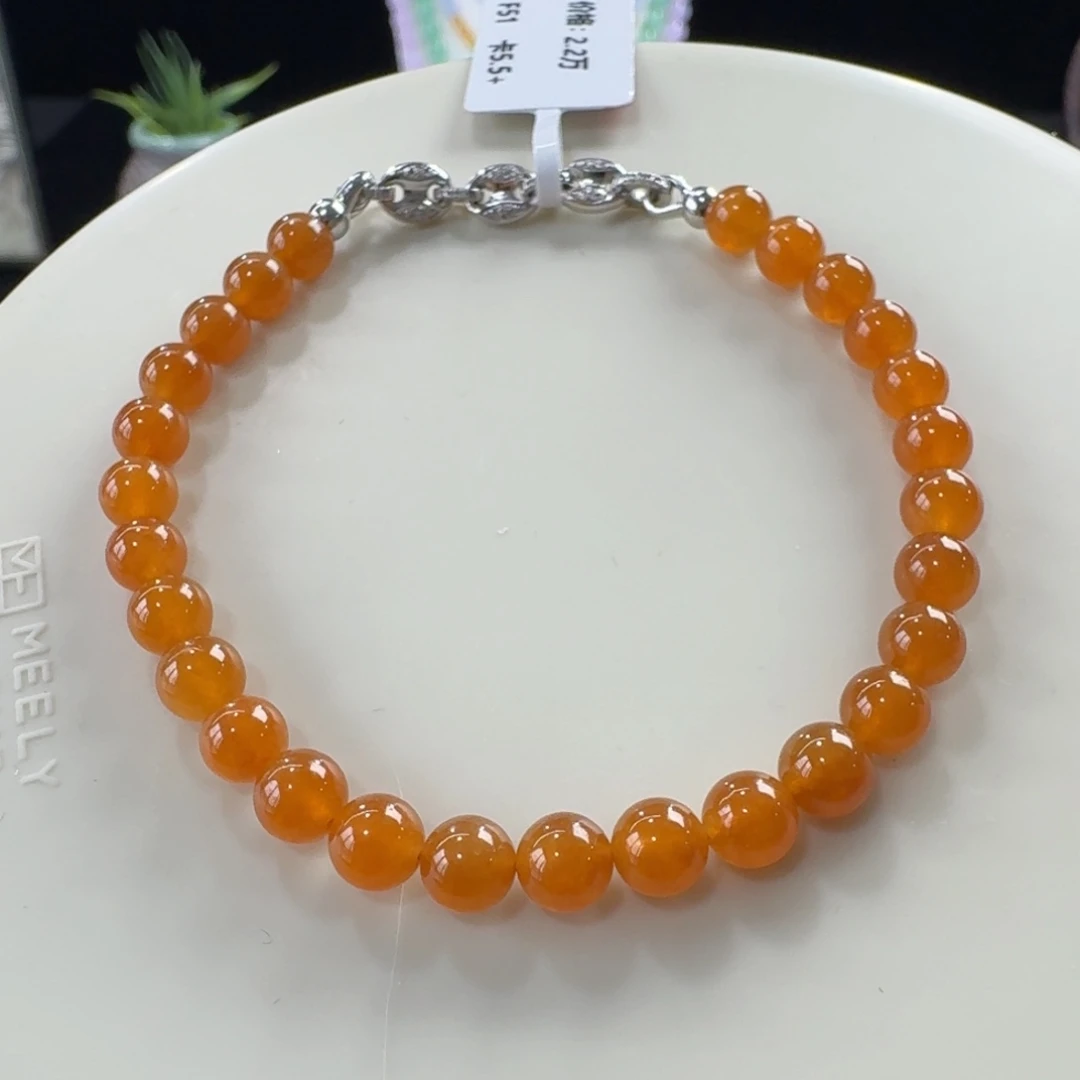 未镶嵌手链翡翠冰种橘红单圈5.5-5.8mm
