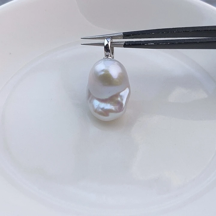 吊坠(不含链)银S925镶嵌淡水珍珠