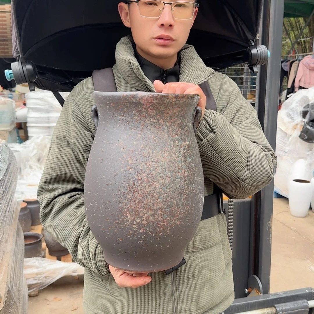 紫砂花盆口22高33（一个黑色泼墨大老黑