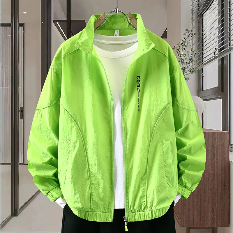 夏季青少年百搭透气宽松男士夹克简约薄款立领户外学生防晒休闲潮