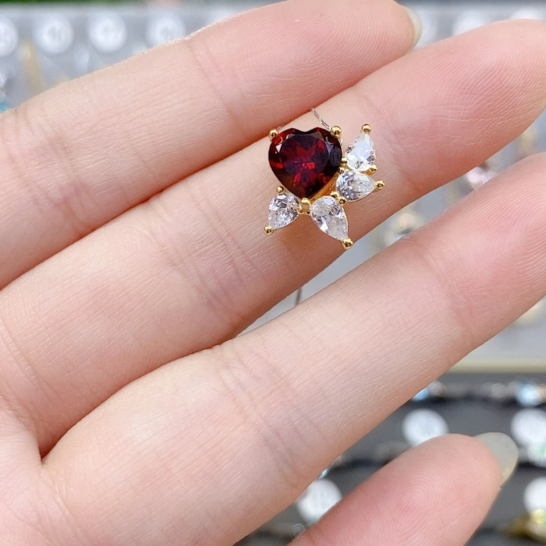 银S925镶嵌吊坠(不含链)石榴石