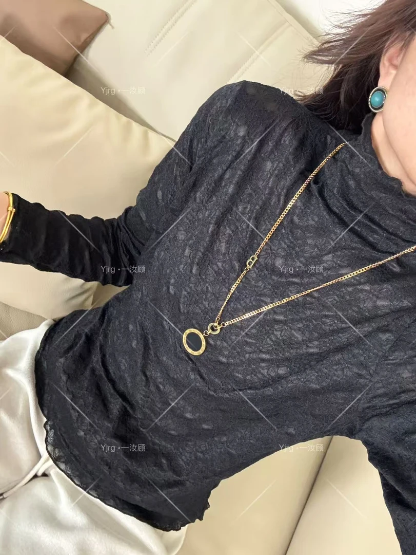 RuGu  韩系蕾丝小花打底衫女