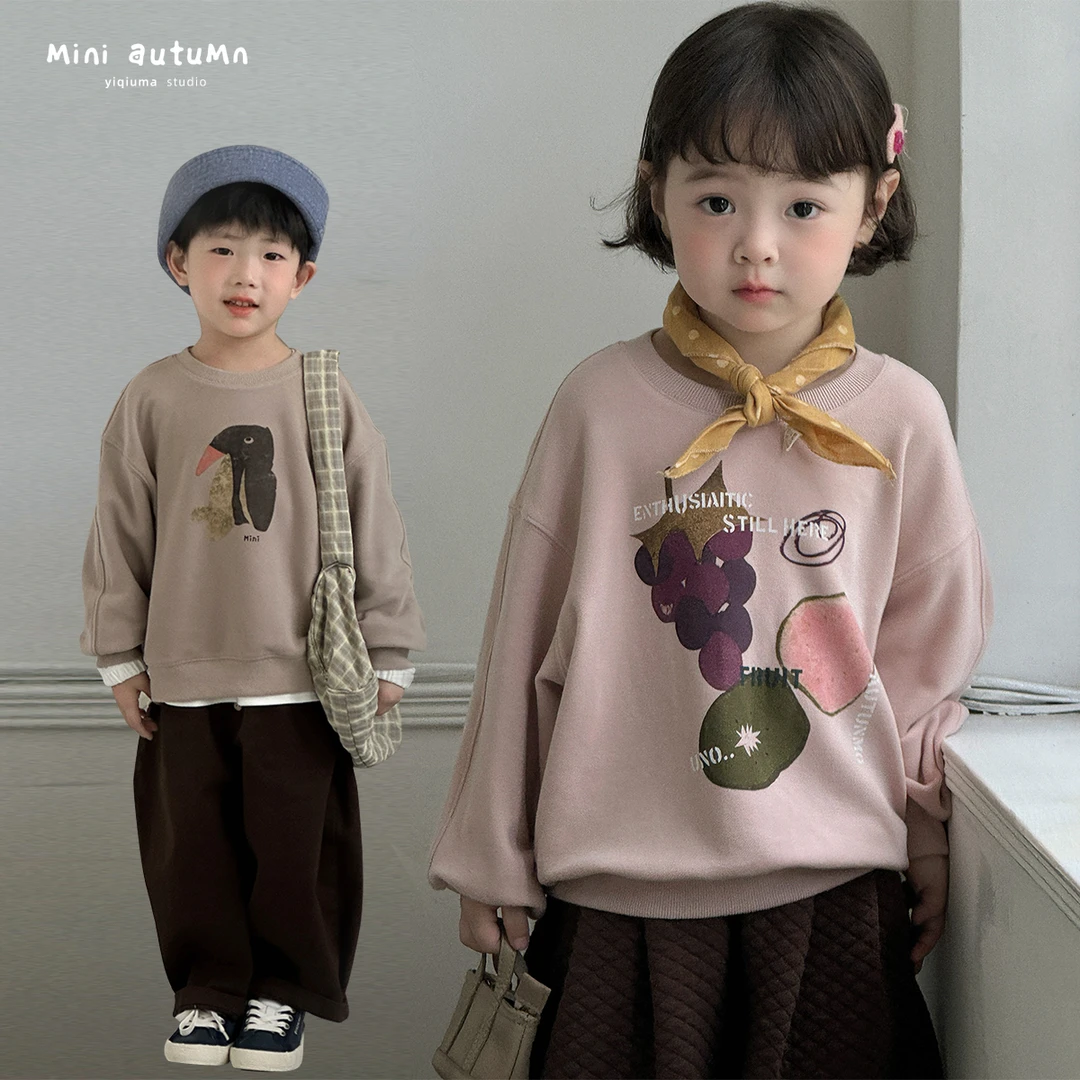 现货「MINI AUTUMN」【暖云】星空绒女小童休闲长袖印花卫衣BQ53160