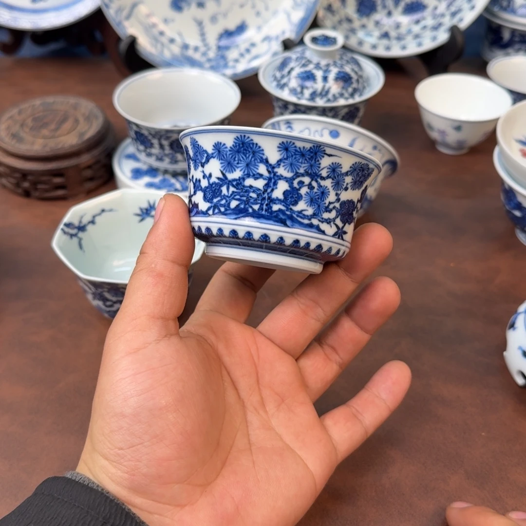 摆件陶松竹梅马蹄手绘