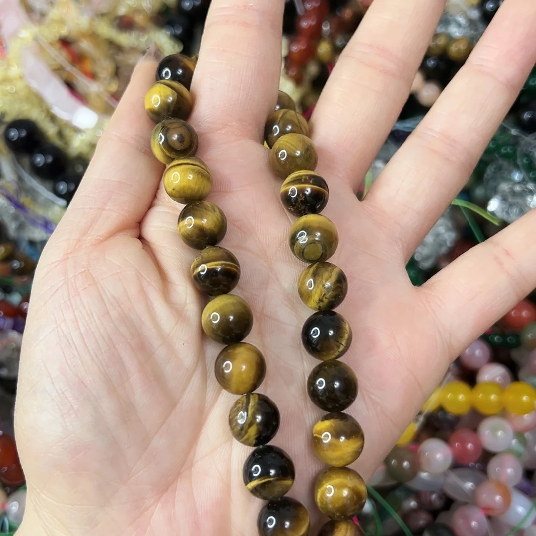 玛瑙/玉髓未镶嵌珠宝半成品，卡10黄虎眼一条