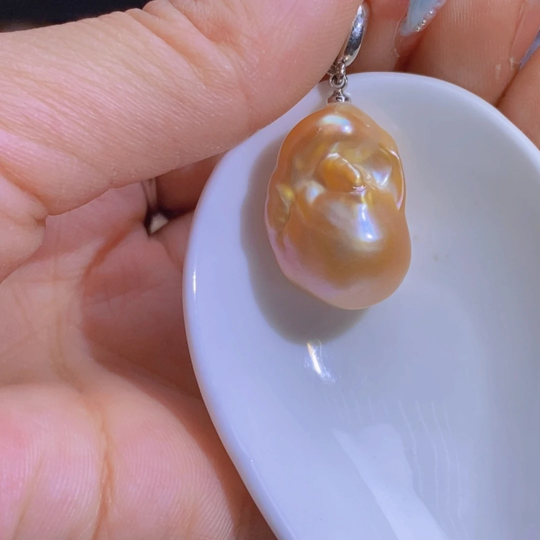 银S925镶嵌淡水珍珠微瑕