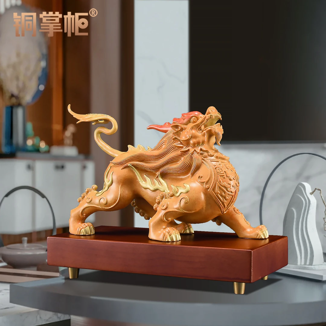 铜掌柜铜貔貅摆件一对彩铜龙头貔貅皮丘家居客厅桌面装饰乔迁礼品