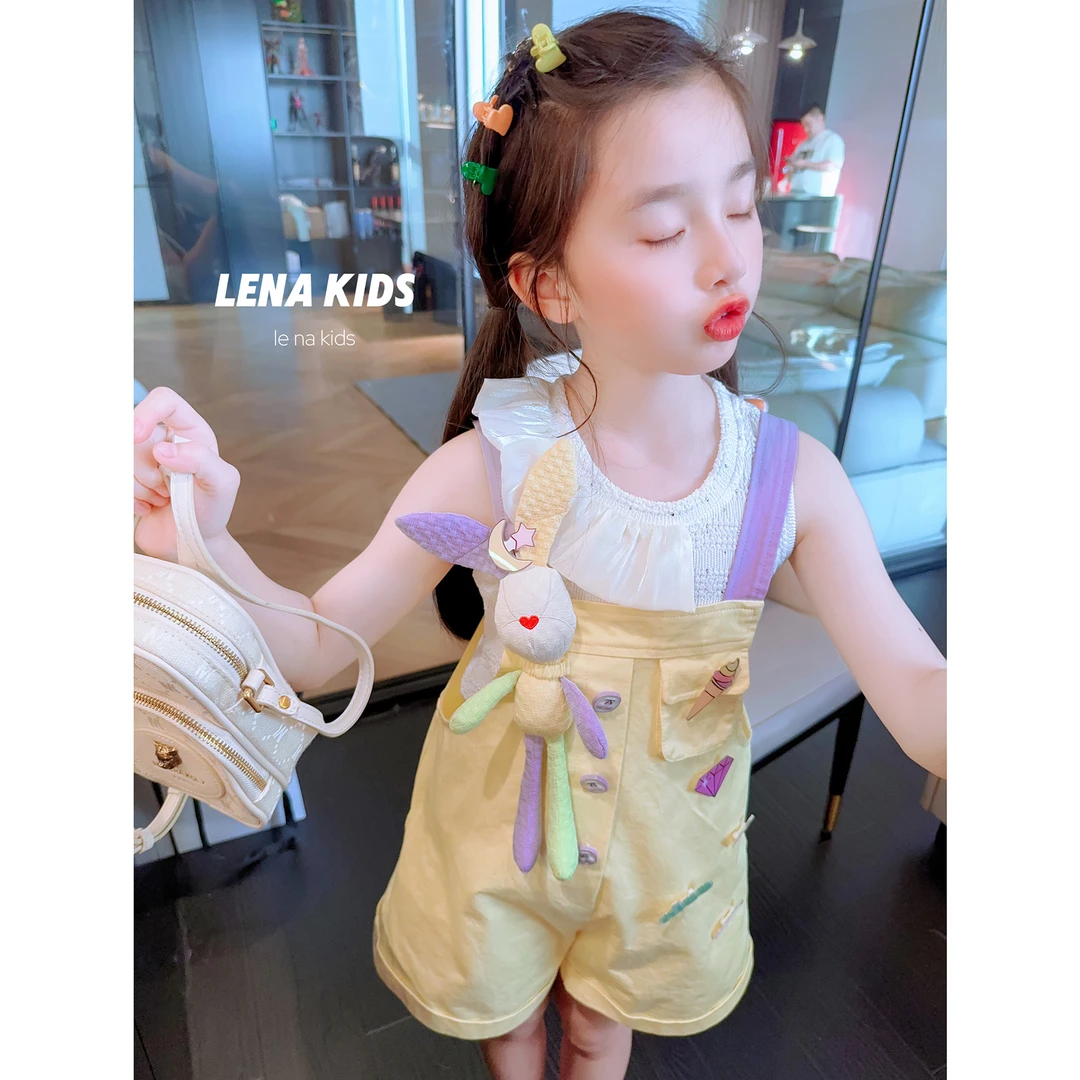 Lenakids【年中狂欢】可爱风气质玩偶背带裤飞飞袖女宝24052803