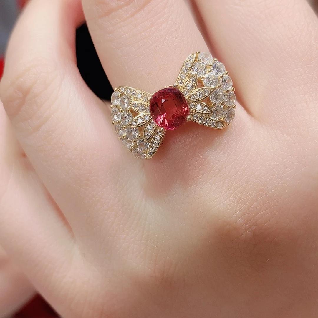 碧玺戒指银S925镶嵌戒指超美