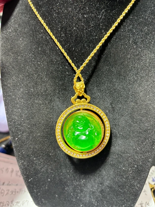 双面圆牌佛公吊坠d066