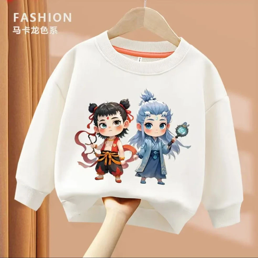哪吒魔珠灵珠 2025趣味文字亲子男女童圆领宽松休闲百搭卫衣