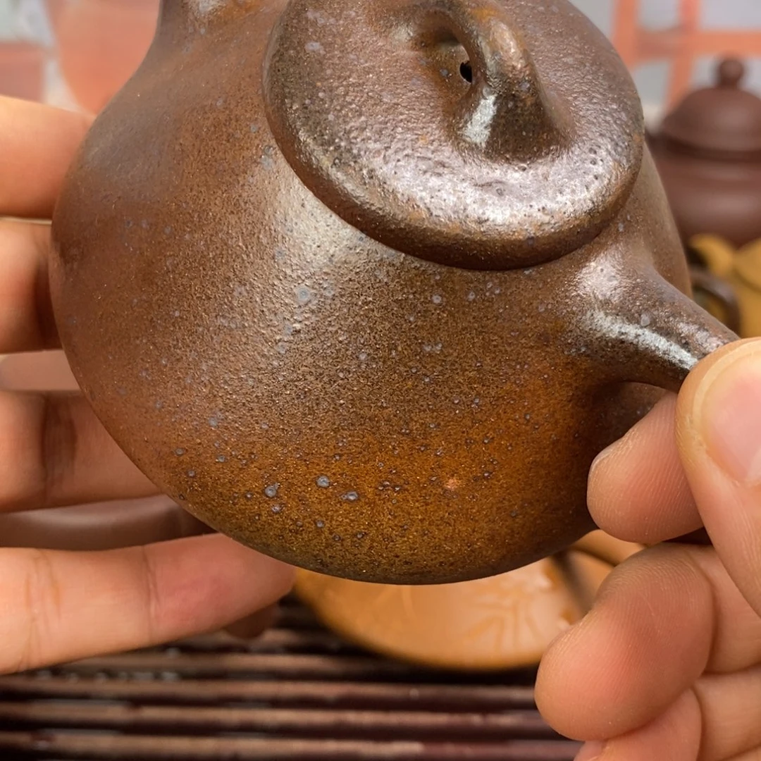 镜***子茶壶紫砂子冶石瓢柴烧200毫升左右