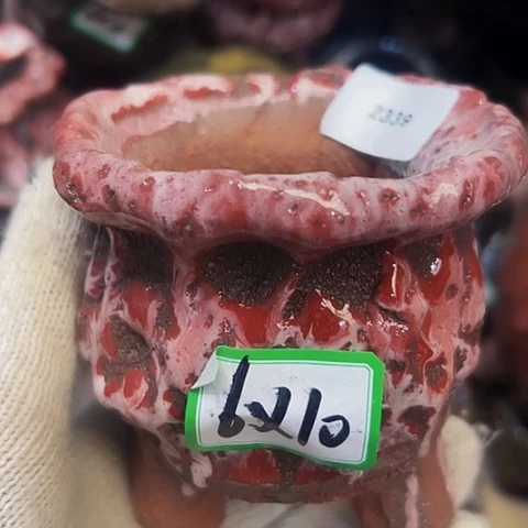 红陶胖****猫粗陶花盆手工