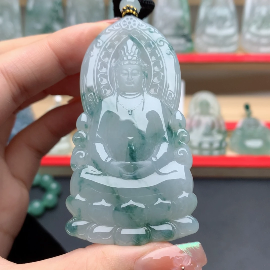翡翠未镶嵌颈饰素衣观音