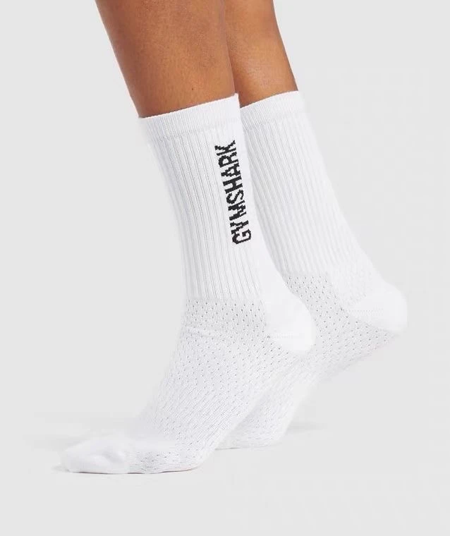 常备好货GYM肌肉鲨鱼CREW SOCKS运动毛巾底中筒袜一包三双 不退换