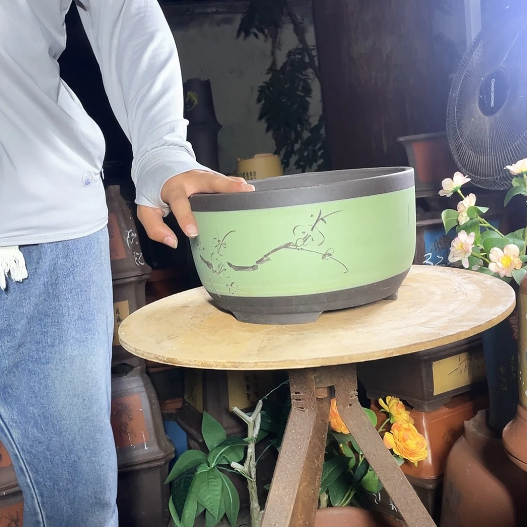 宜兴紫砂花盆苹果绿萝大