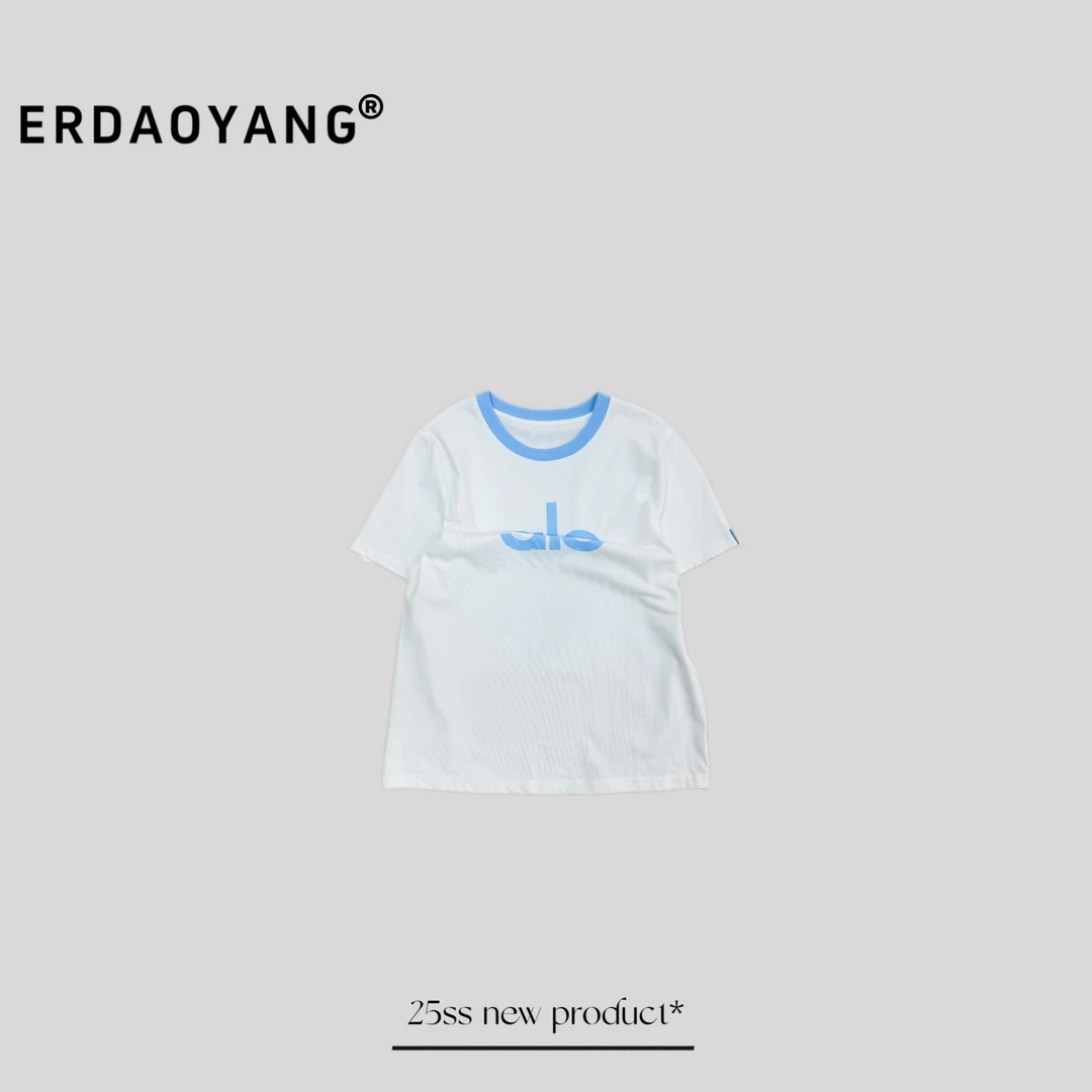 ERDAOYANG "钢笔水" 夏季新款撞色字母透气短袖DXA007