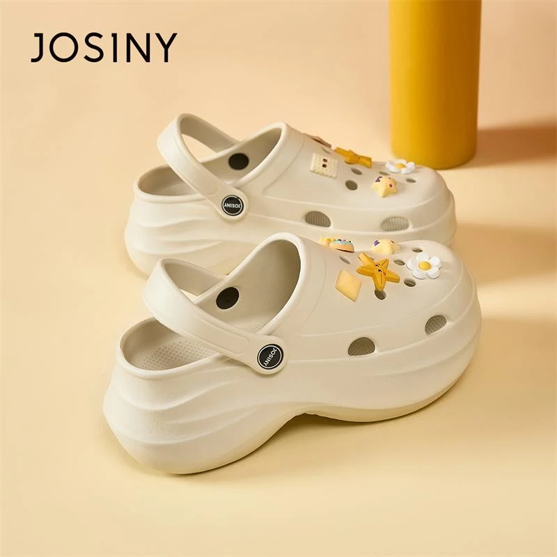 卓诗尼包头洞洞鞋女款2025夏新款厚底防滑海边沙滩鞋外穿透气凉鞋