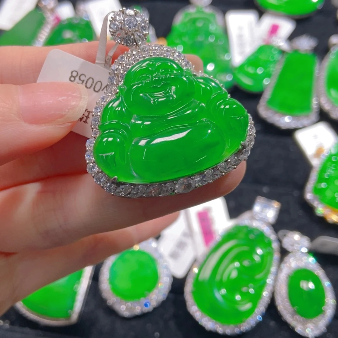翡翠吊坠(不含链)银S925镶嵌群*