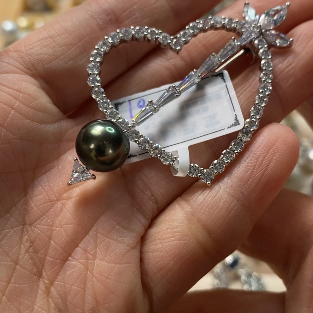 海水珍珠胸针合金