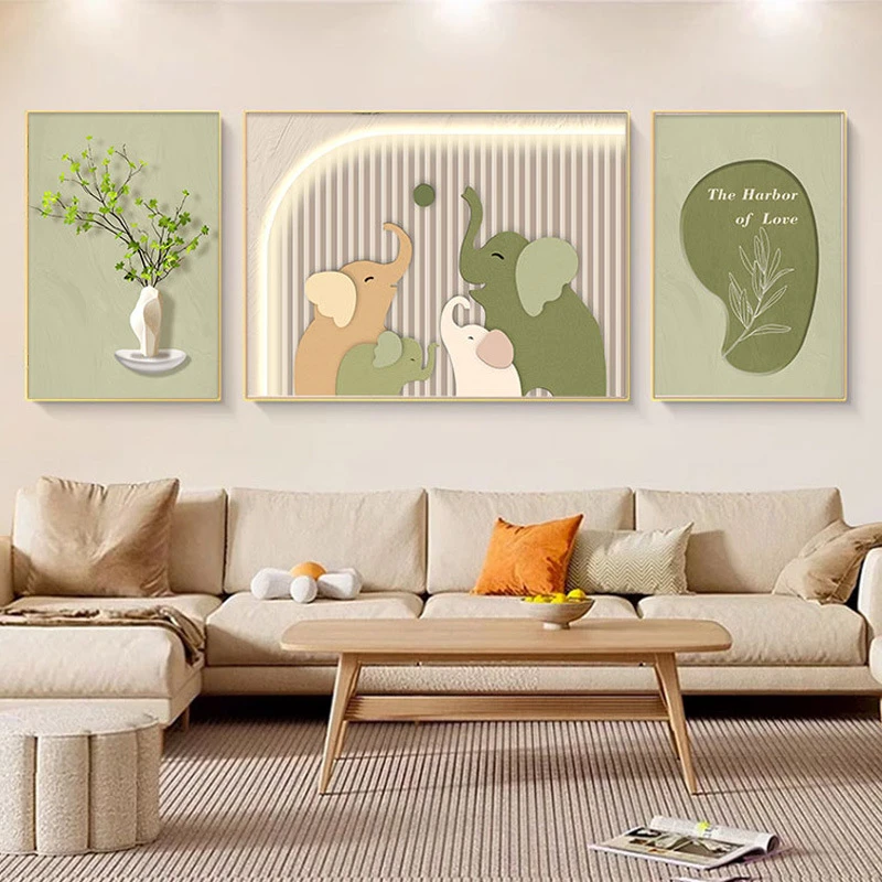 2025新款客厅大象装饰画抽象墙壁简约大气壁画墙画沙发背景墙挂画