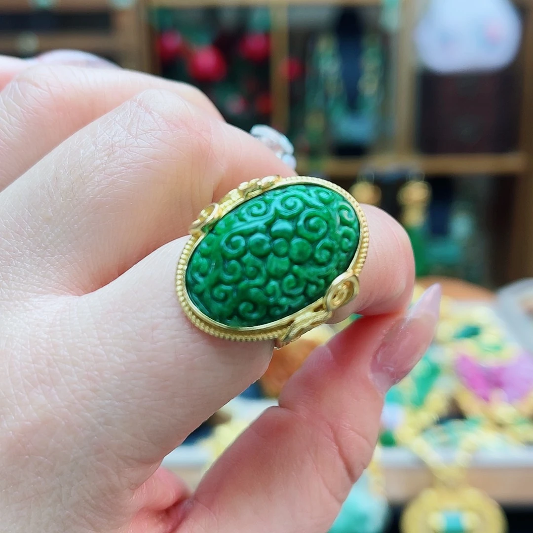 银S925镶嵌戒指翡翠48小时鉴赏期