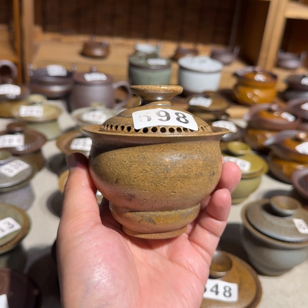 摆件粗瓷茶具素色盖碗