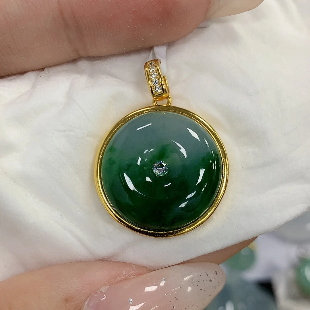 颈饰银S925镶嵌翡翠