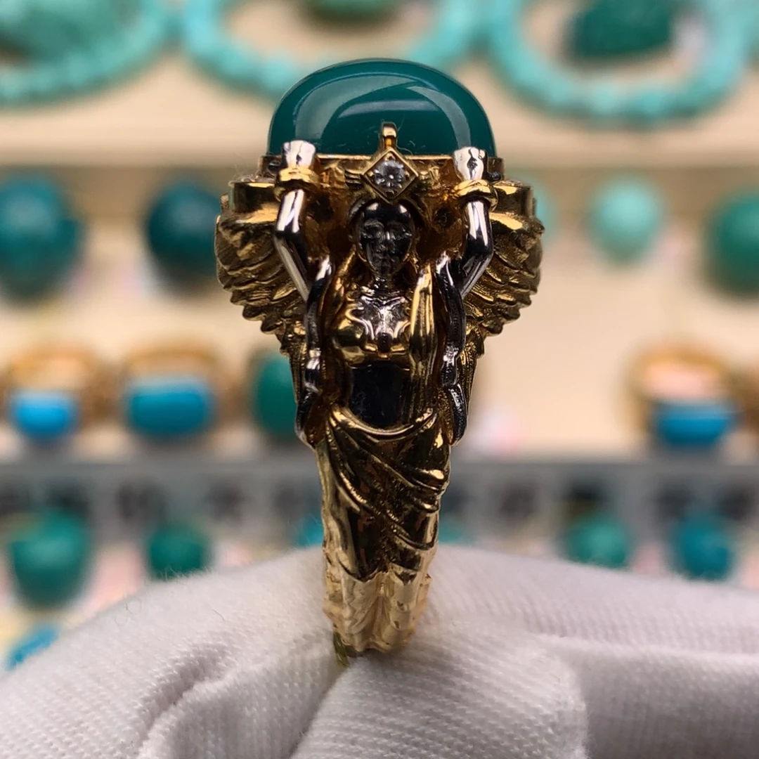 绿松石18K金镶嵌珠宝奇石