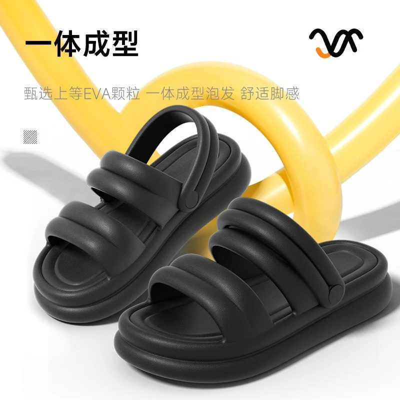 爆款时尚厚底鞋面包凉鞋女2025夏新款厚底沙滩拖鞋松糕罗马鞋夏季