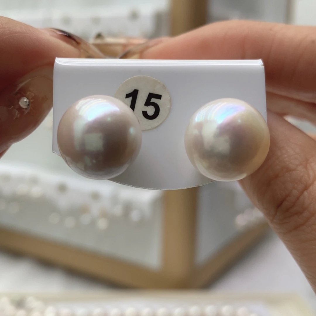 银S925镶嵌耳饰淡水珍珠